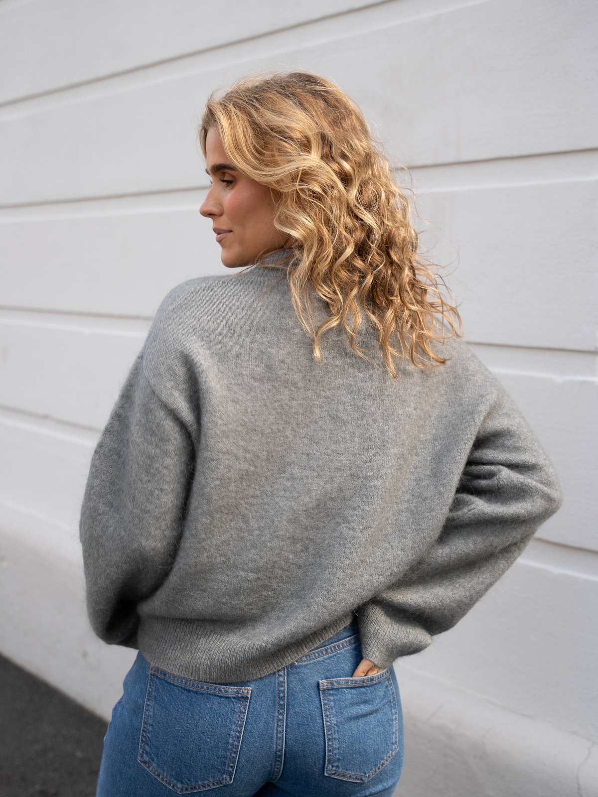 Second Female Brook Knit Drop Shoulder O-Neck Charcoal Gray