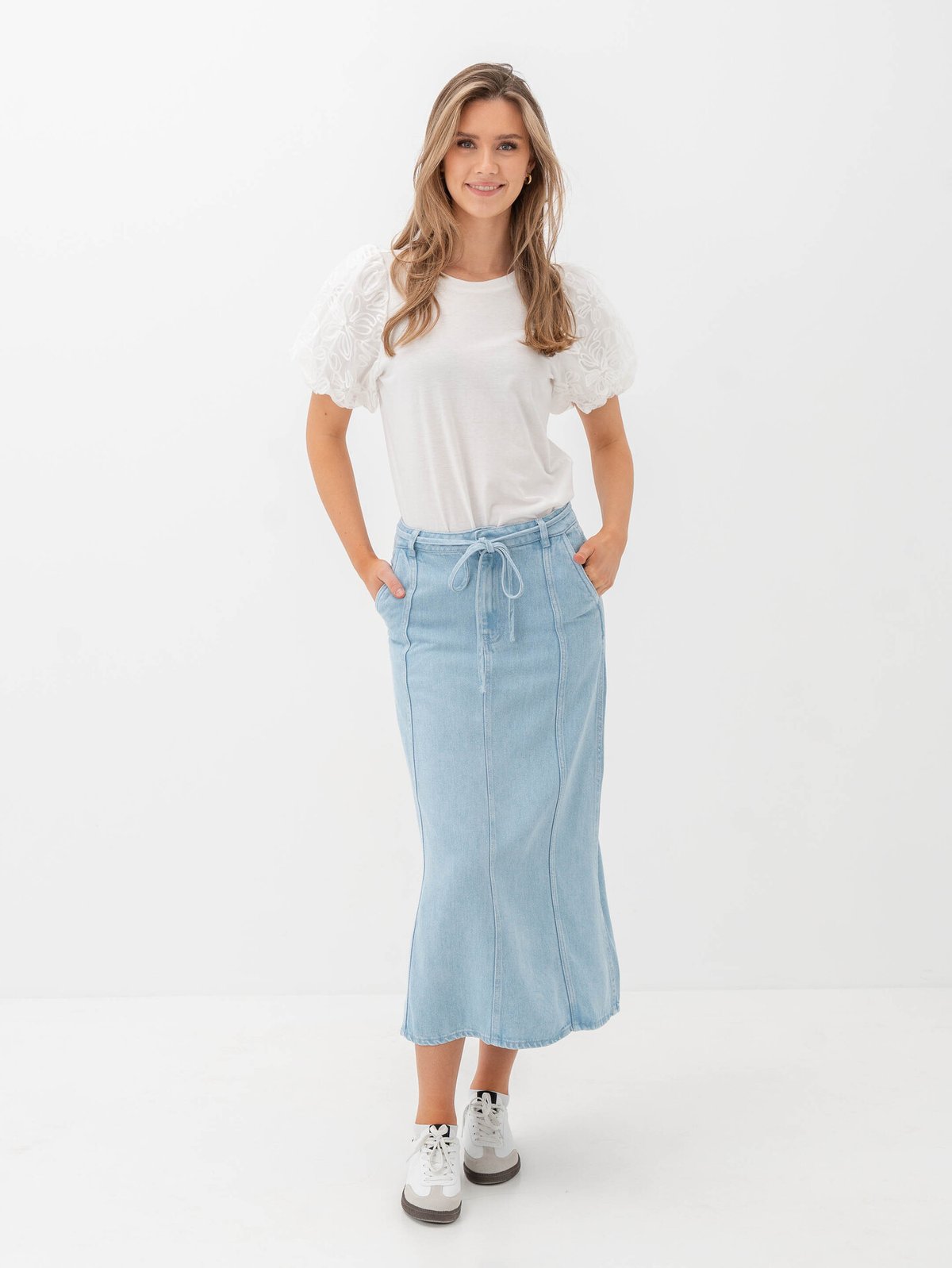Second Female Irvin Denim Skirt Light Blue Denim