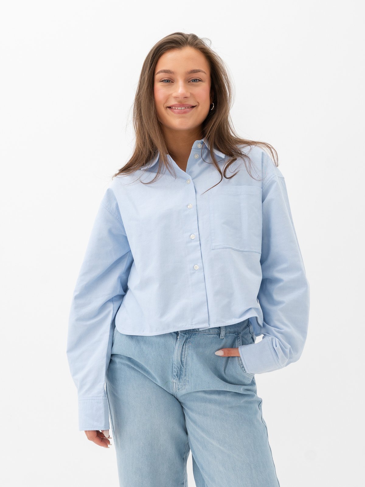 Second Female Baulo Cropped Shirt Cashmere Blue