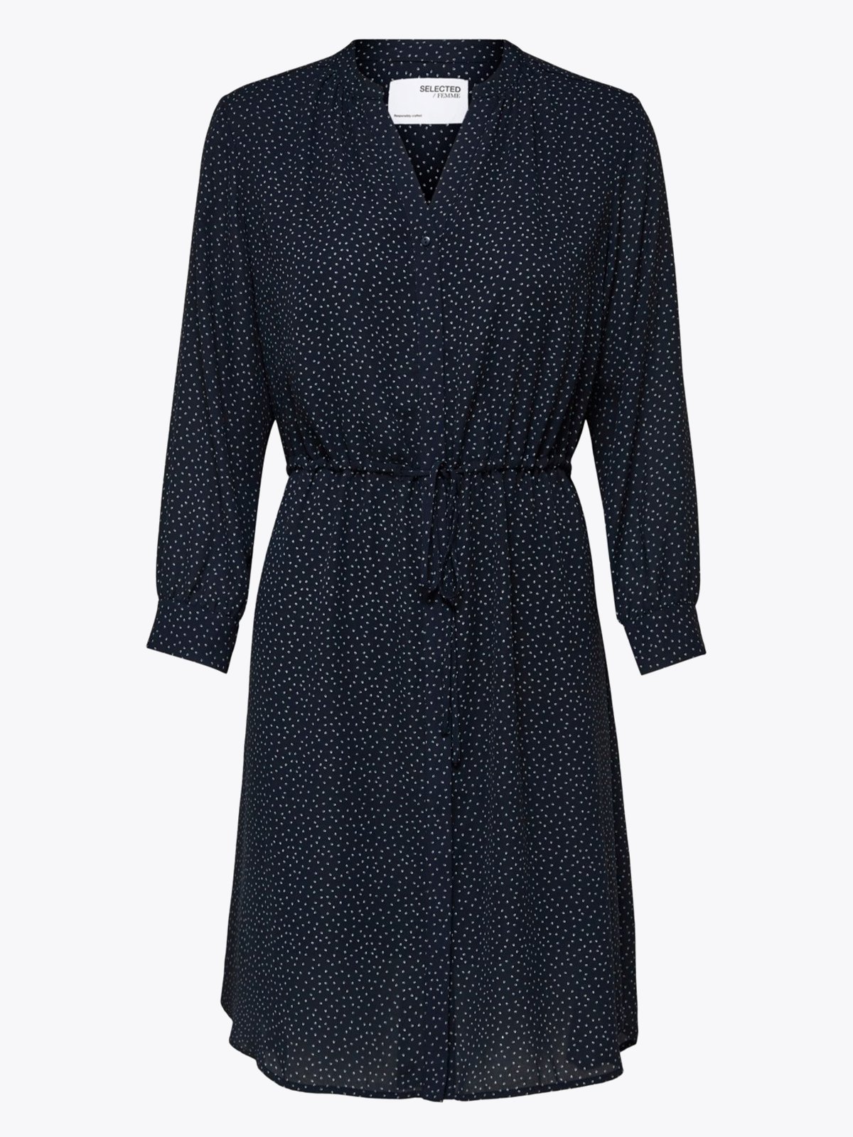 Selected Femme Damina 7/8 AOP Dress Silver Dot Print