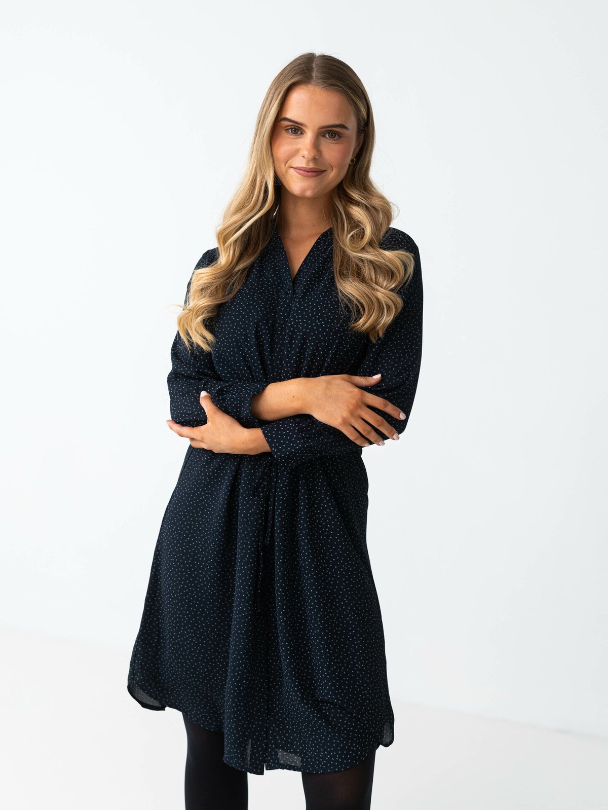 Selected Femme Damina 7/8 AOP Dress Silver Dot Print