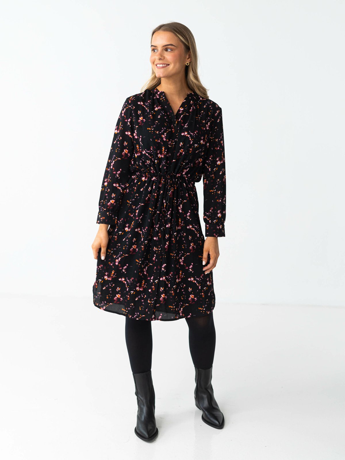 Selected Femme Damina 7/8 AOP Dress Black Raya