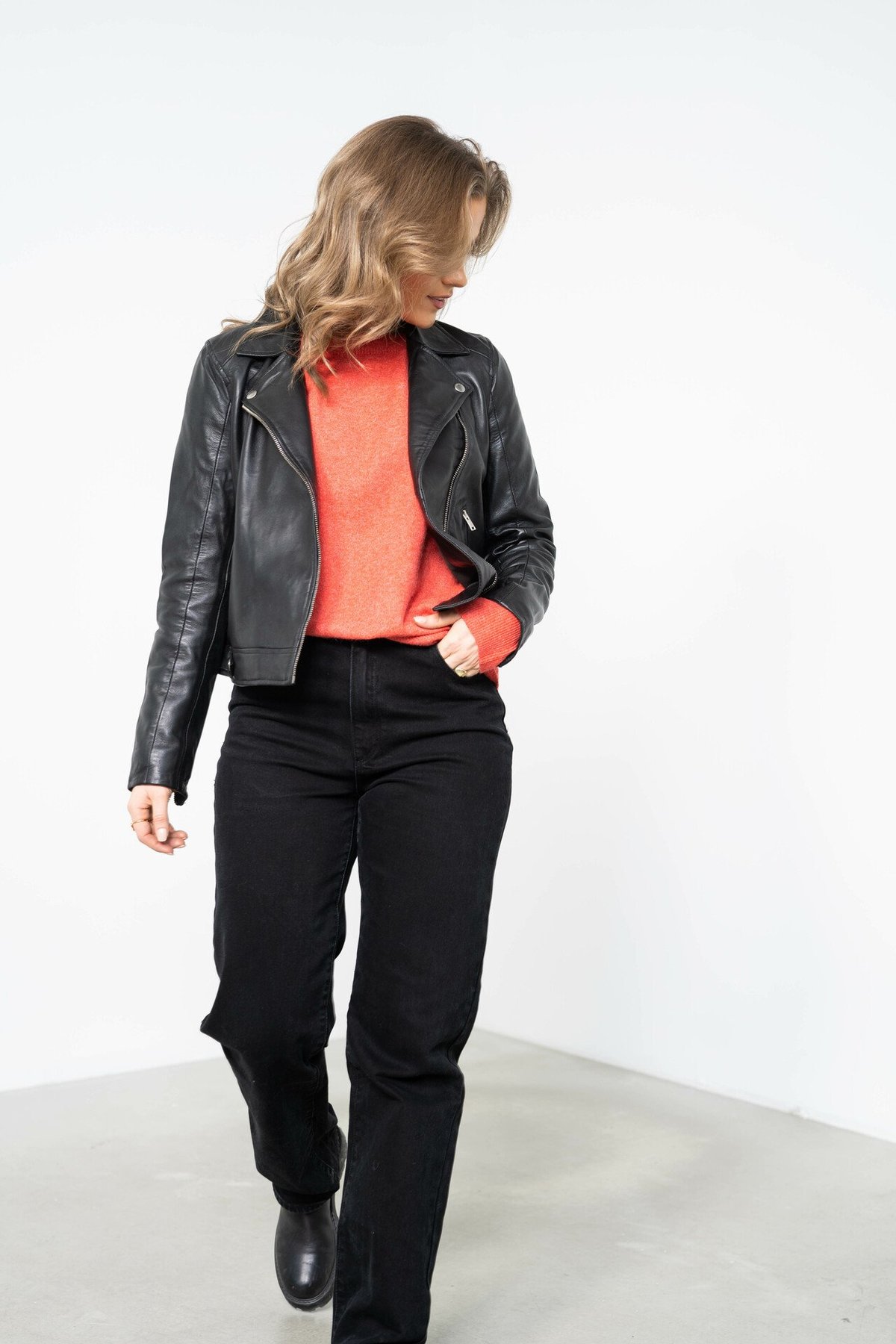 Selected Femme Katie Leather Jacket Black