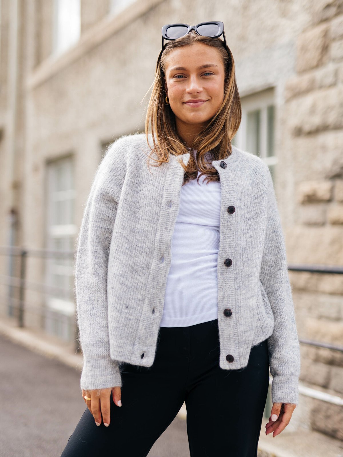 Selected Femme Lulu Long Sleeve Knit Short Cardigan Grå