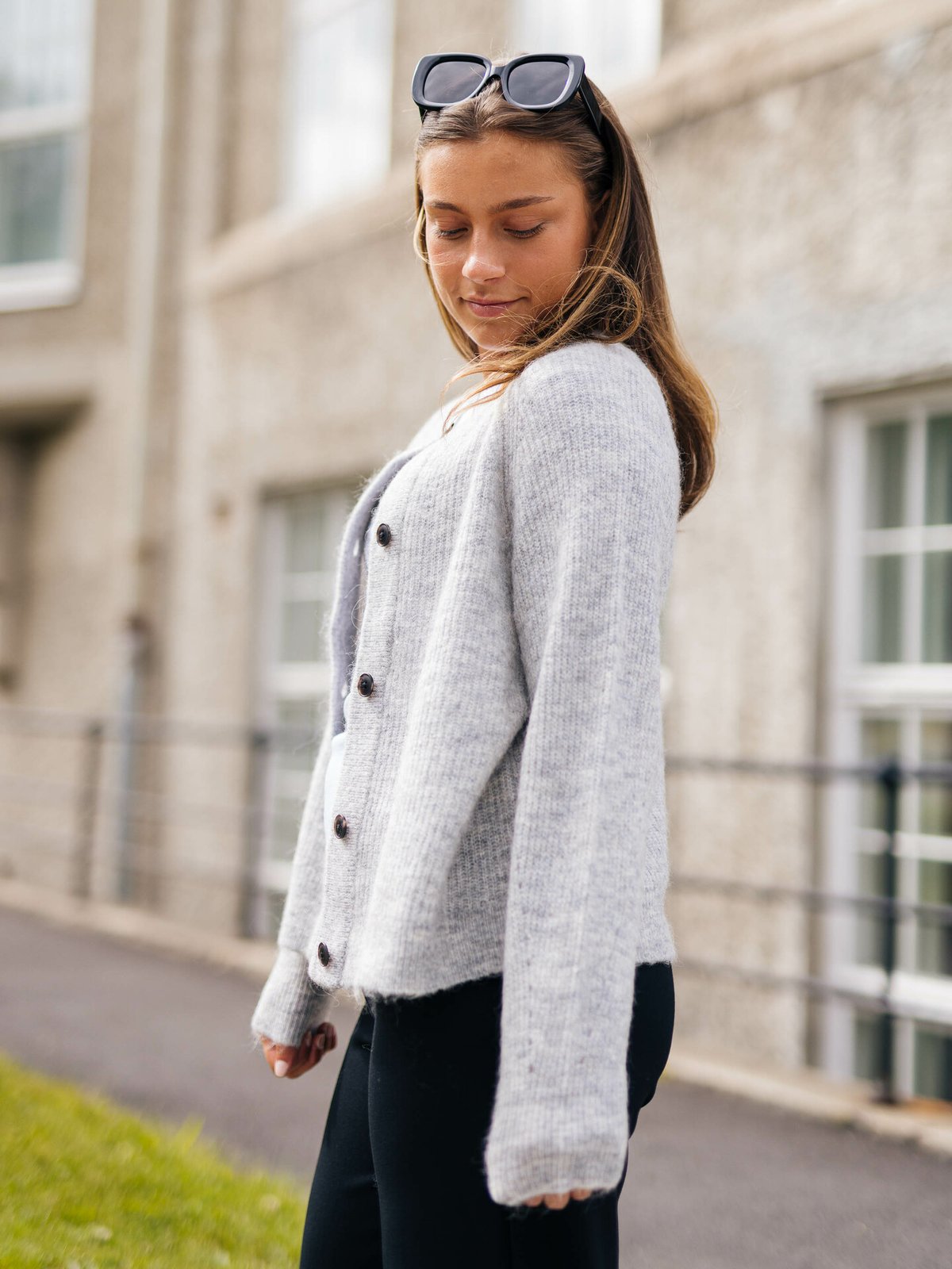 Selected Femme Lulu Long Sleeve Knit Short Cardigan Grå