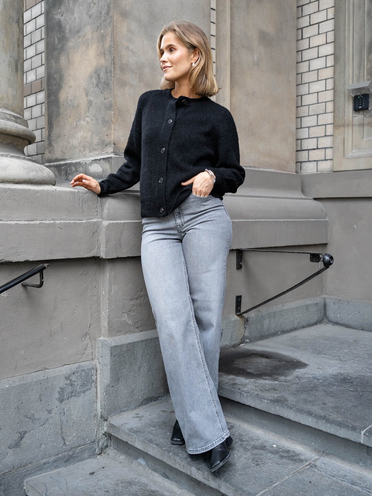 Selected Femme Lulu Long Sleeve Knit Short Cardigan Black