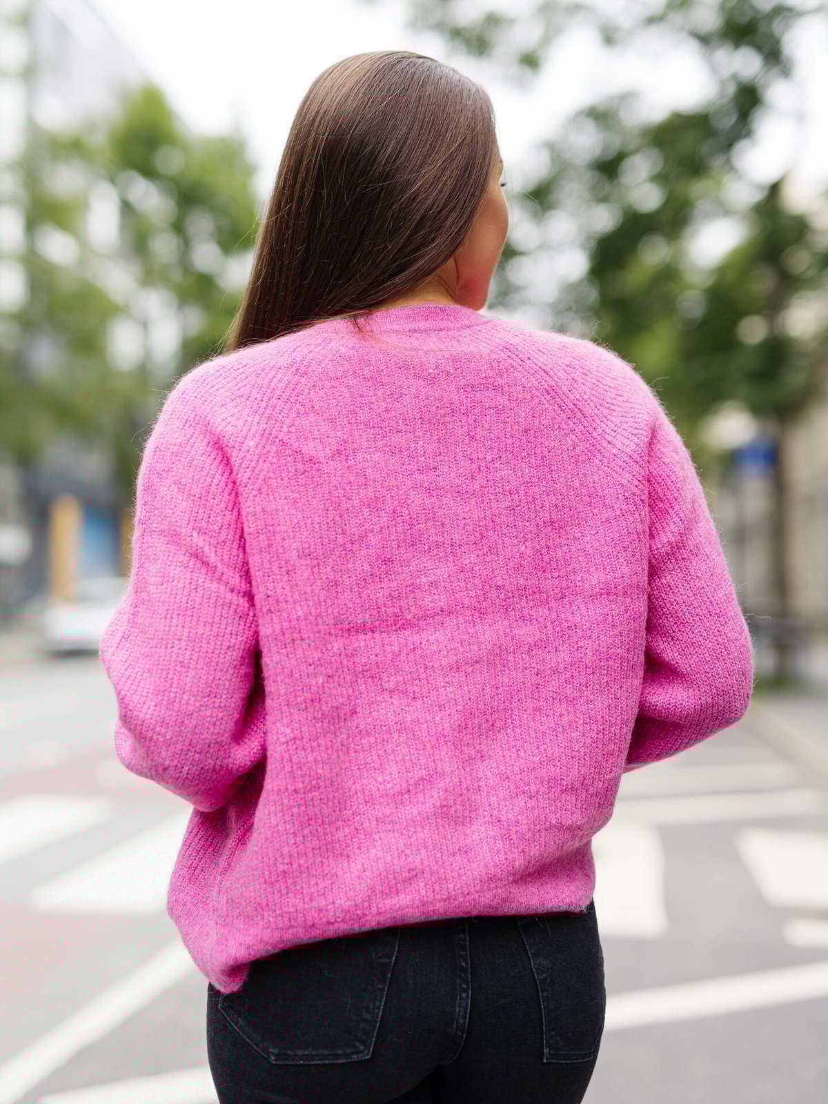 Selected Femme Lulu Long Sleeve Knit Short Cardigan Phlox Pink Melange