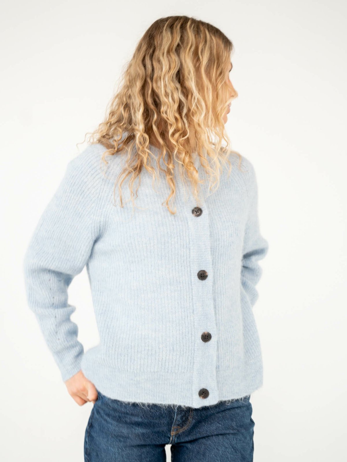 Selected Femme Lulu Long Sleeve Knit Short Cardigan Cashmere blue