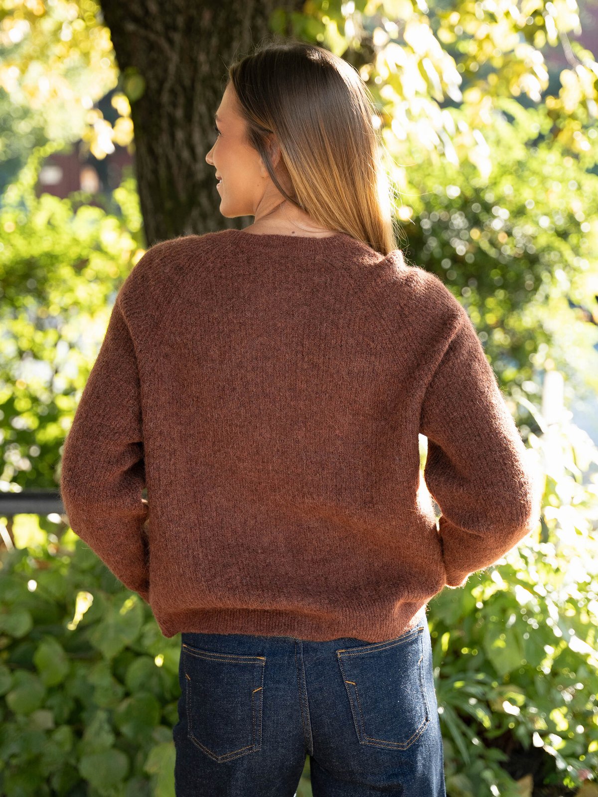 Selected Femme Lulu Long Sleeve Knit Short Cardigan Cherry Mahogany