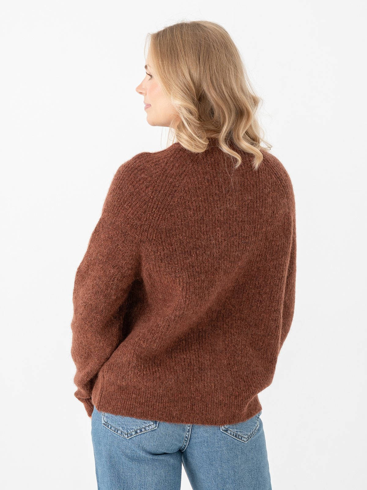 Selected Femme Lulu Long Sleeve Knit Short Cardigan Cherry Mahogany