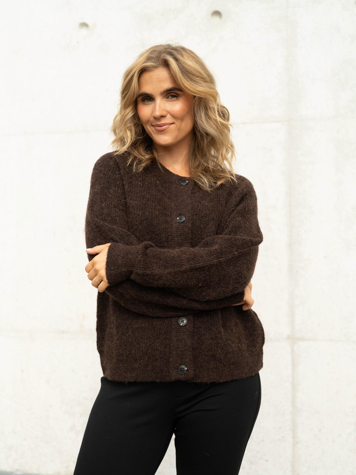 Selected Femme Lulu Long Sleeve Knit Short Cardigan Coffee Bean