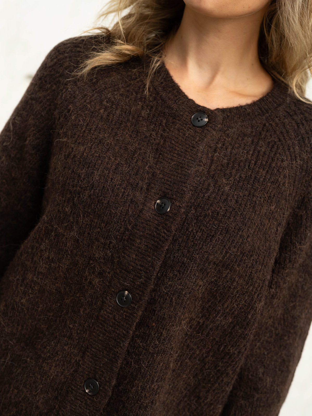 Selected Femme Lulu Long Sleeve Knit Short Cardigan Coffee Bean