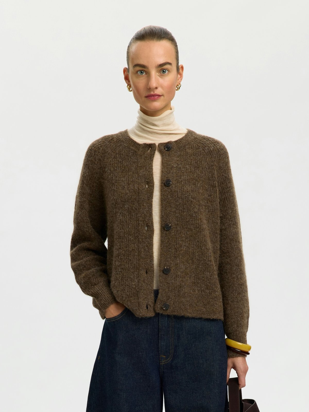 Selected Femme Lulu Long Sleeve Knit Short Cardigan Dachshund