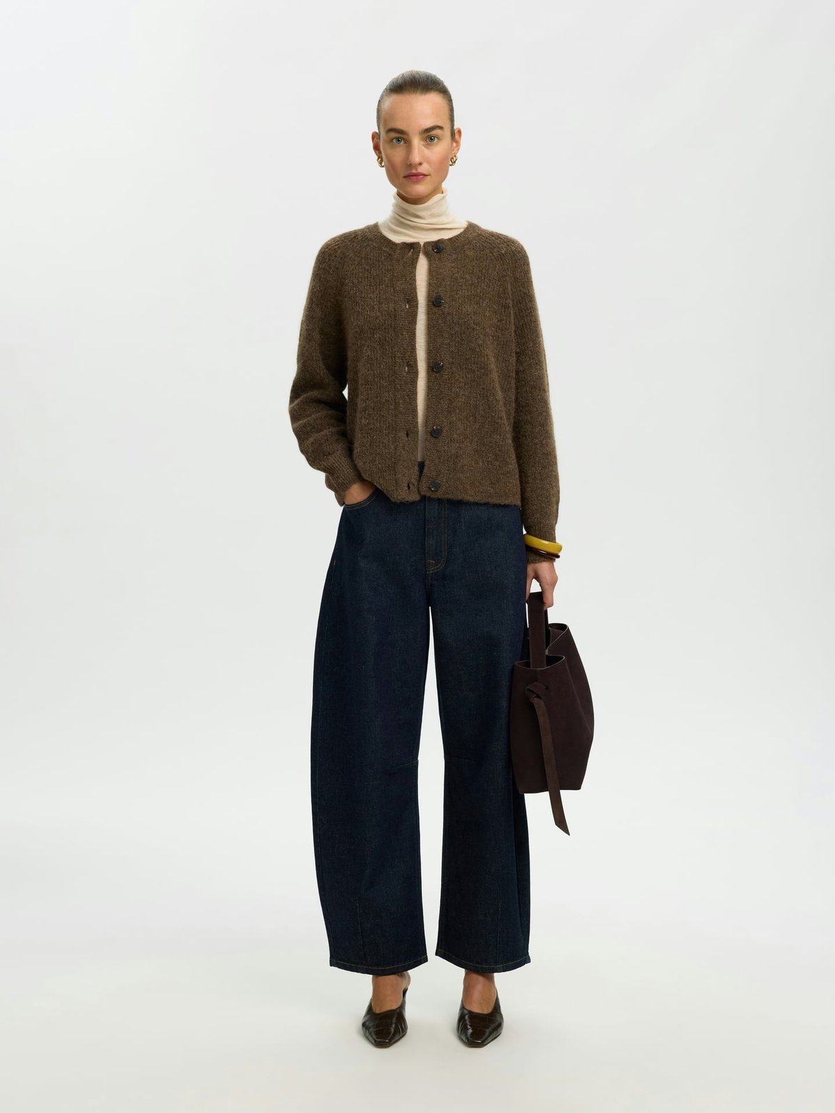 Selected Femme Lulu Long Sleeve Knit Short Cardigan Dachshund