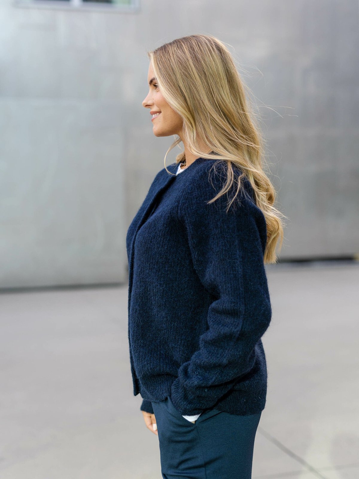 Selected Femme Lulu Long Sleeve Knit Short Cardigan Dark Sapphire