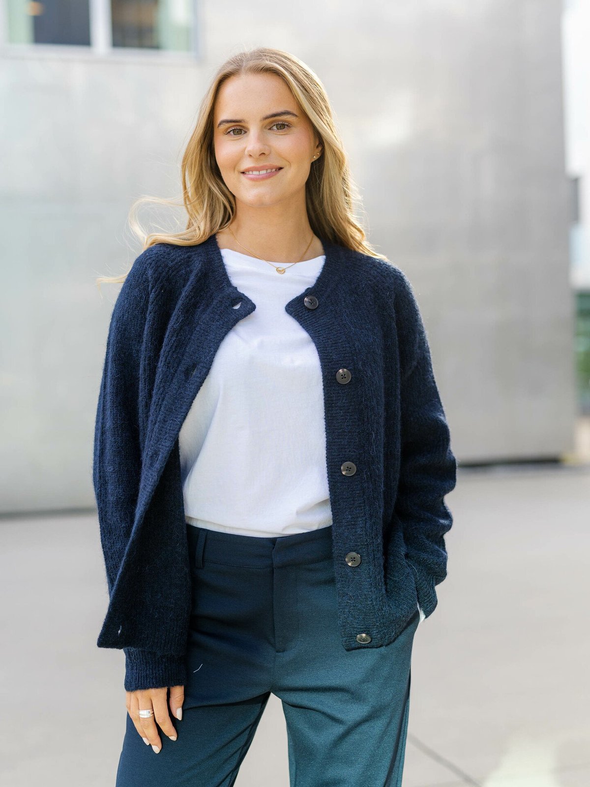 Selected Femme Lulu Long Sleeve Knit Short Cardigan Dark Sapphire