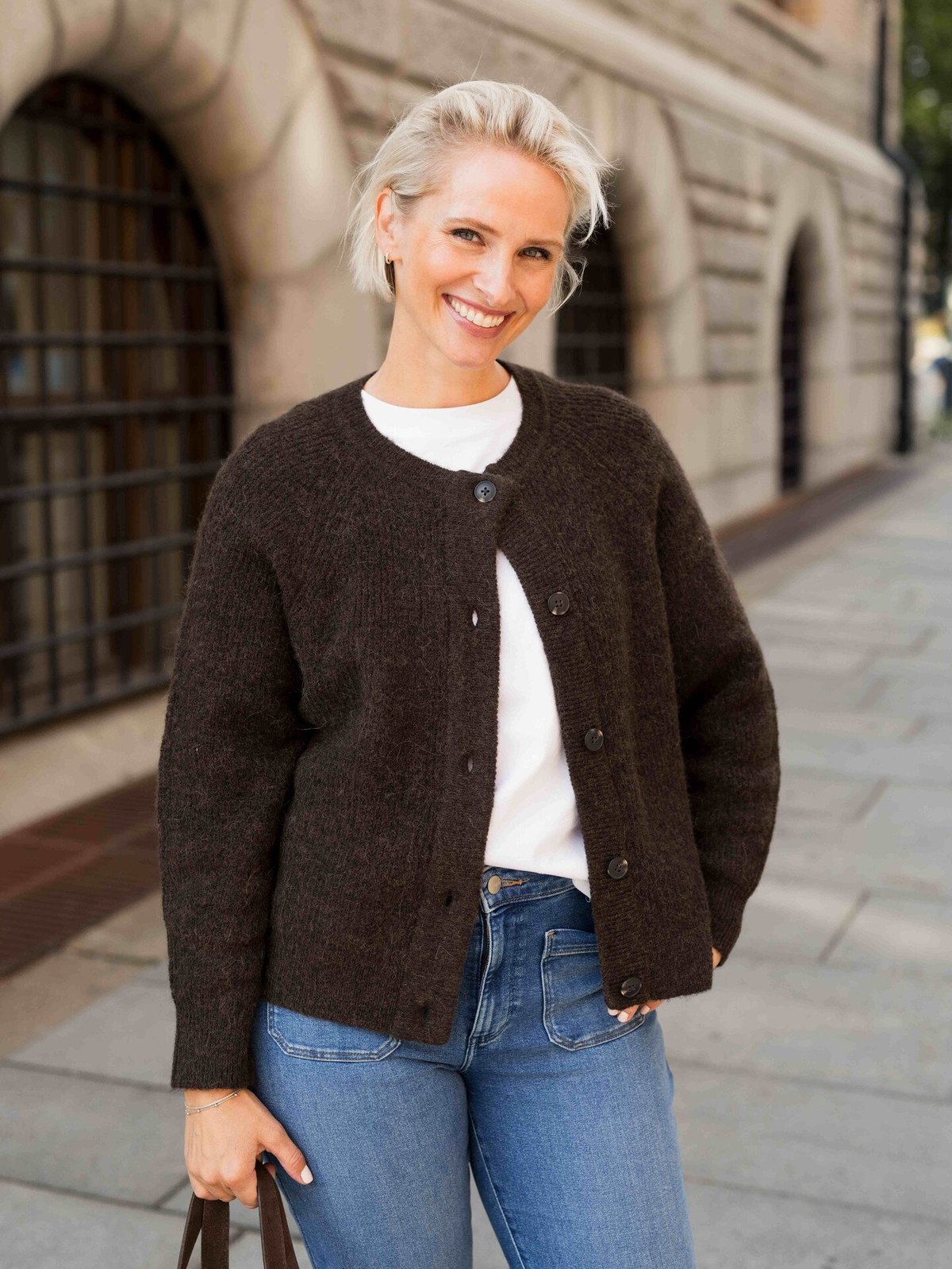 Selected Femme Lulu Long Sleeve Knit Short Cardigan Delicioso MELANGE