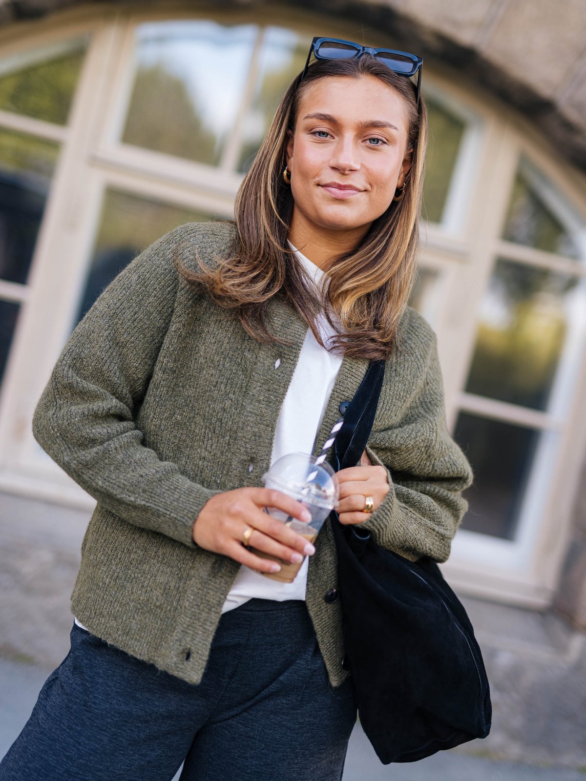 Selected Femme Lulu Long Sleeve Knit Short Cardigan Dusky green melange