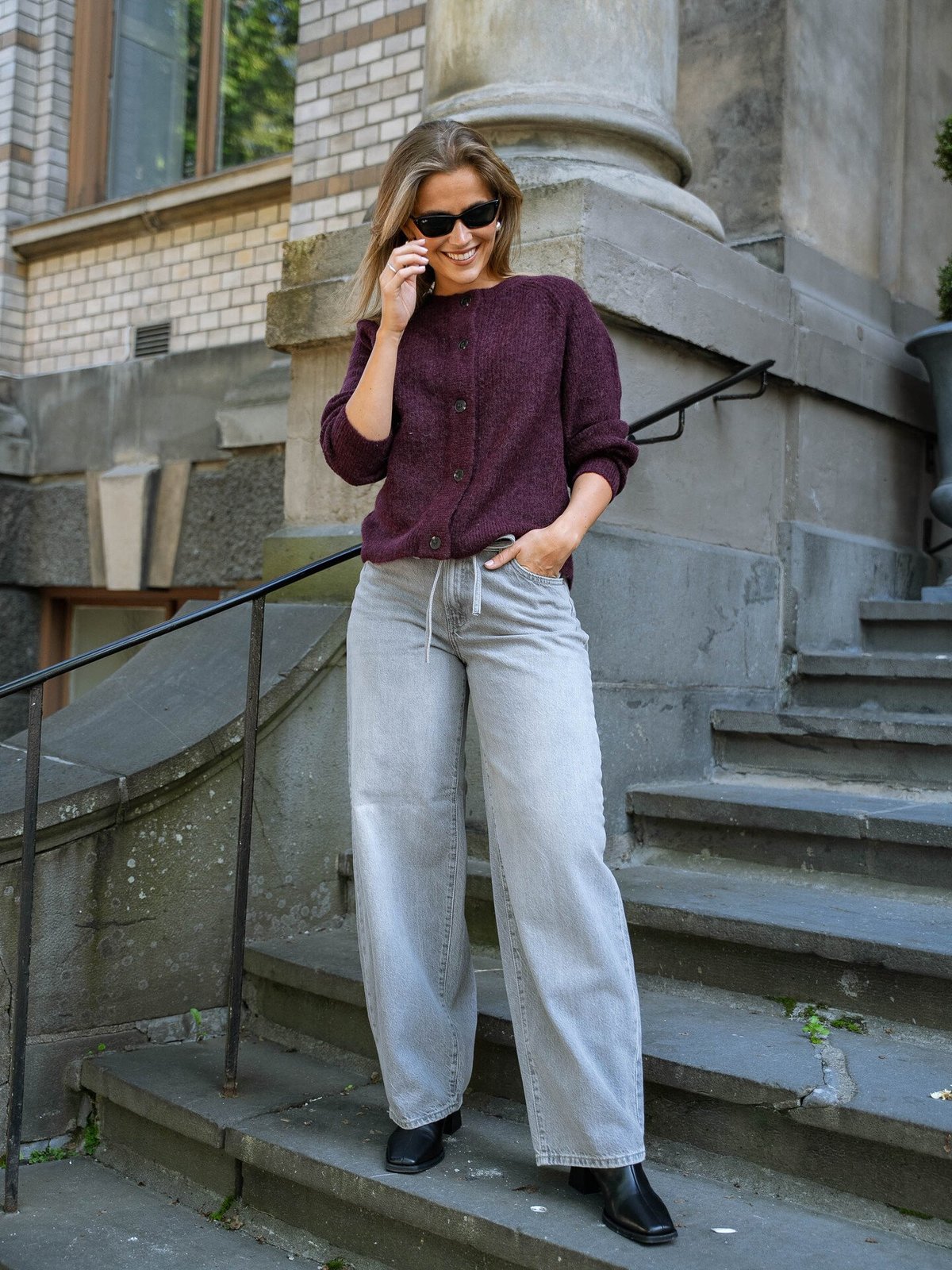 Selected Femme Lulu Long Sleeve Knit Short Cardigan Fig Melange