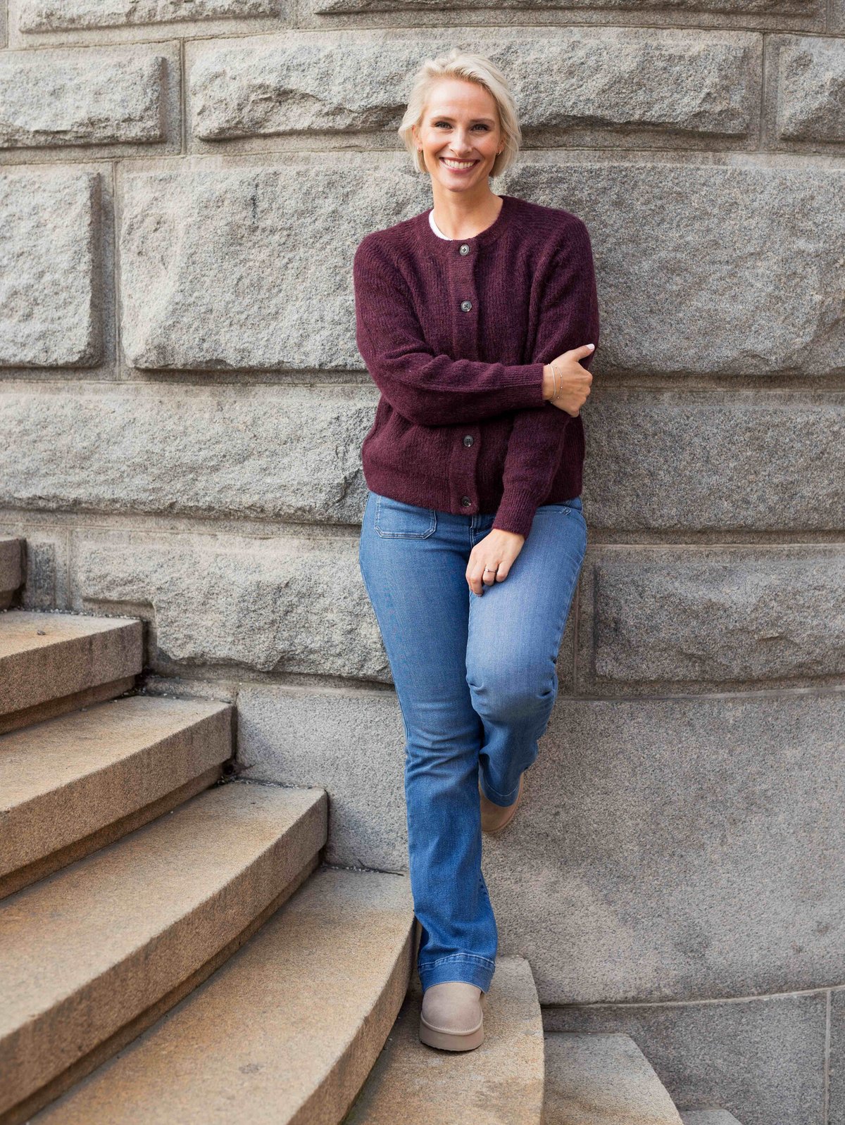 Selected Femme Lulu Long Sleeve Knit Short Cardigan Fig Melange