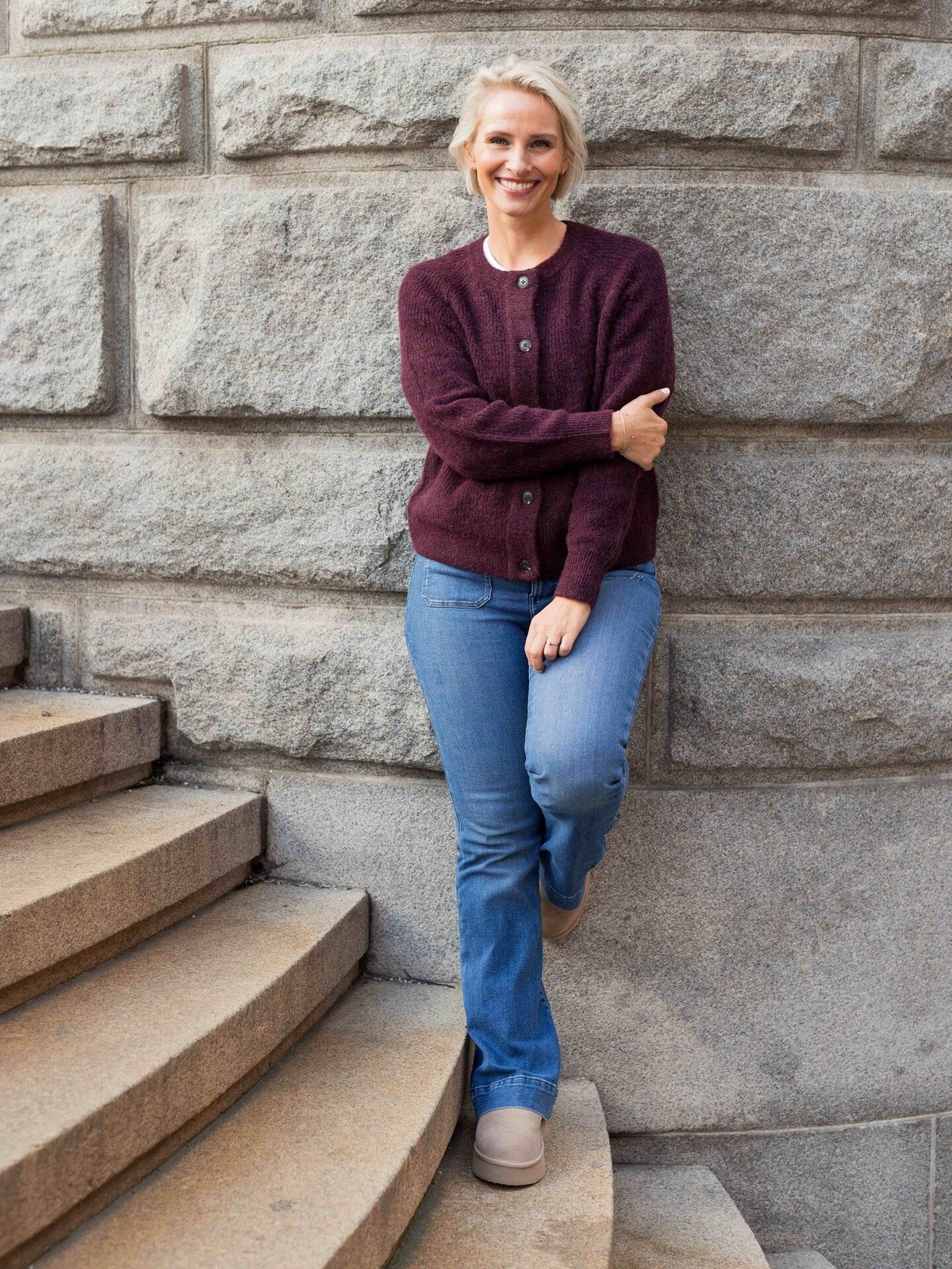 Selected Femme Lulu Long Sleeve Knit Short Cardigan Fig Melange