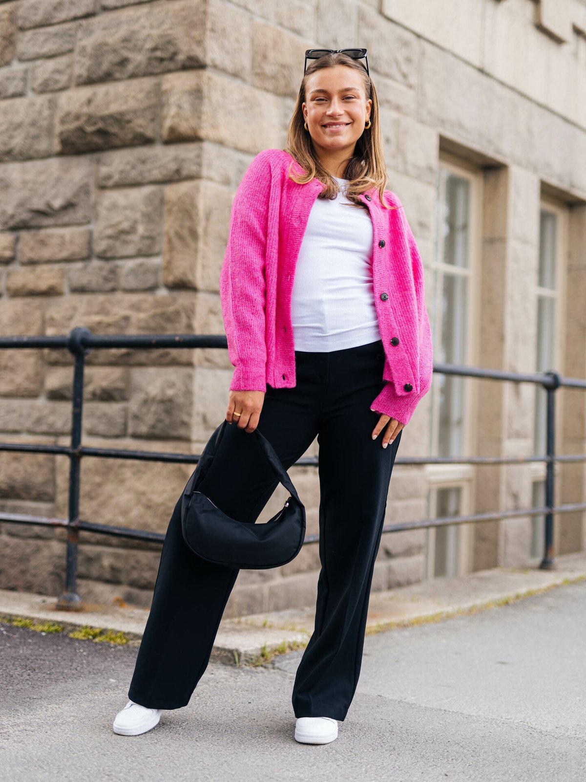 Selected Femme Lulu Long Sleeve Knit Short Cardigan Fuschia Purple