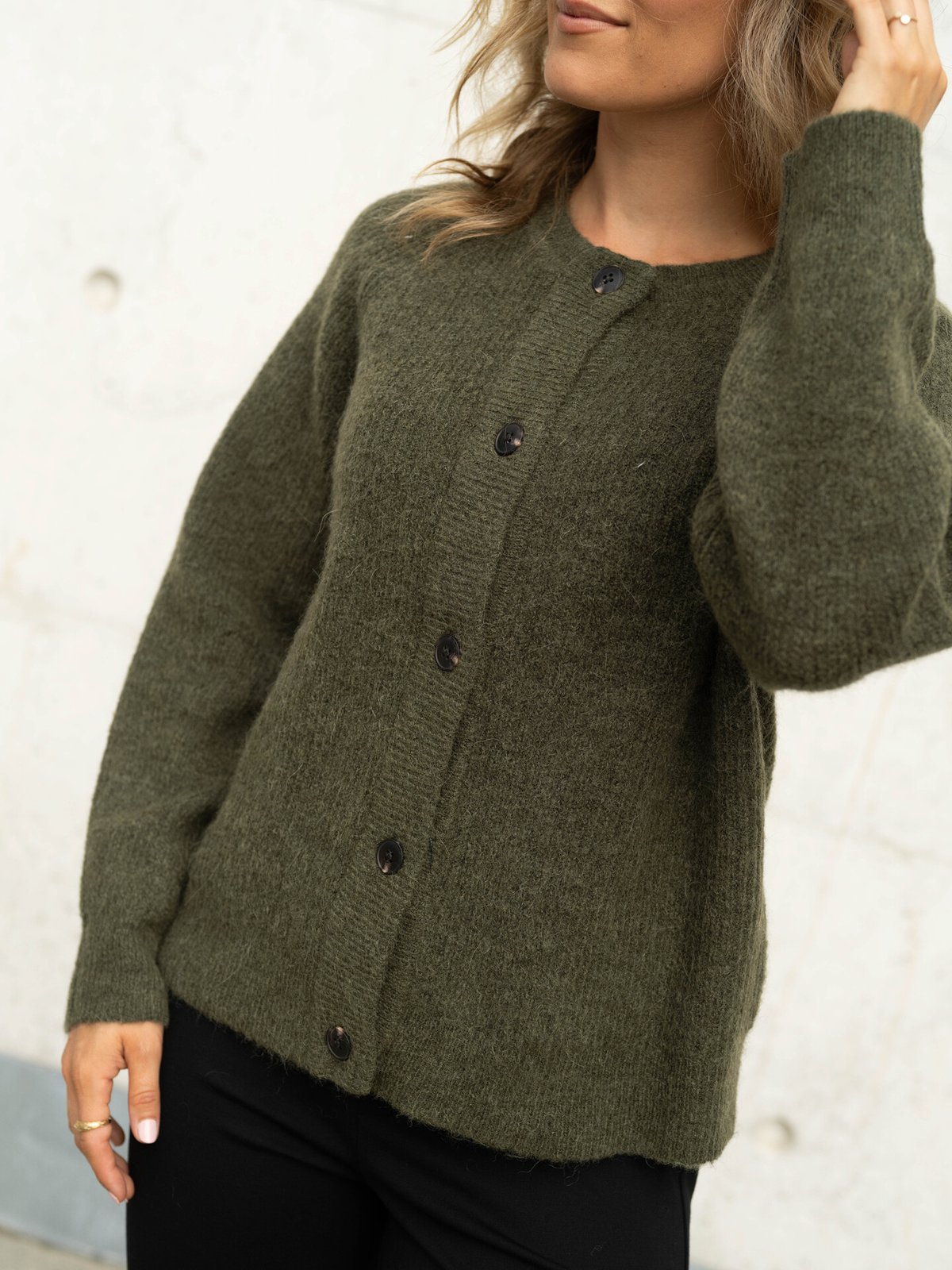 Selected Femme Lulu Long Sleeve Knit Short Cardigan Kalamata Melange