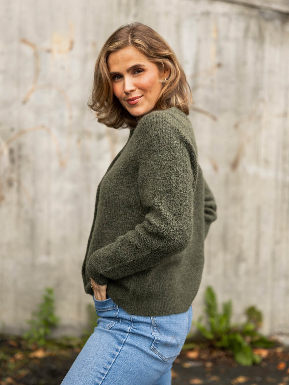 Selected Femme Lulu Long Sleeve Knit Short Cardigan Kalamata Melange