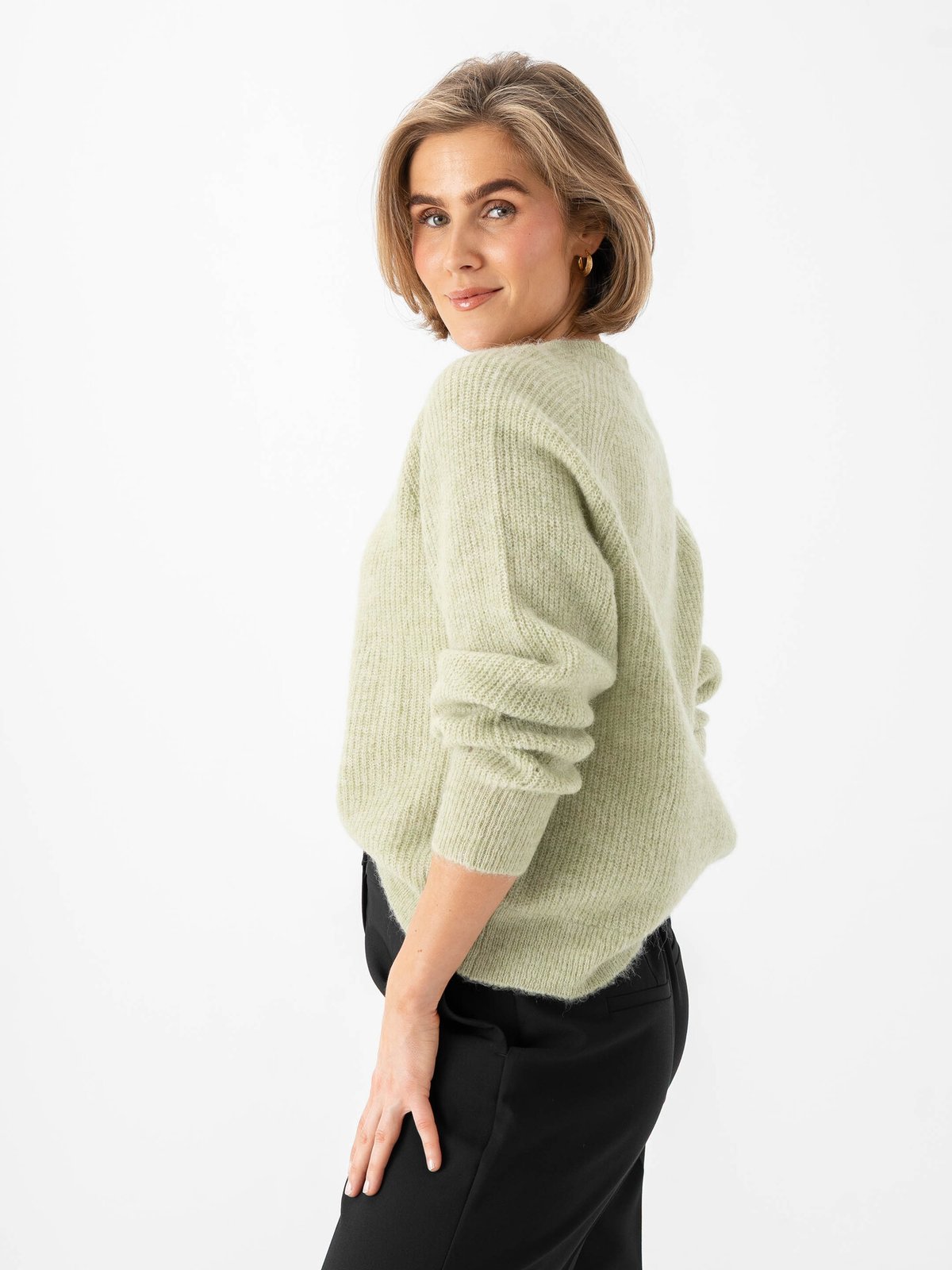 Selected Femme Lulu Long Sleeve Knit Short Cardigan Lint Melange