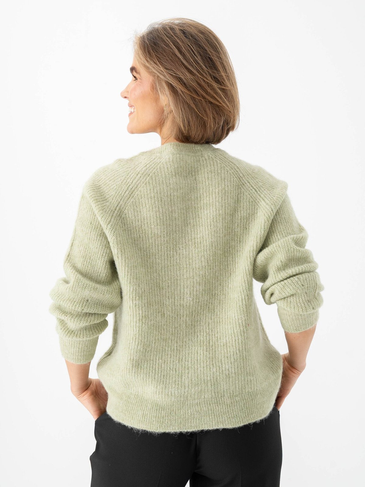 Selected Femme Lulu Long Sleeve Knit Short Cardigan Lint Melange