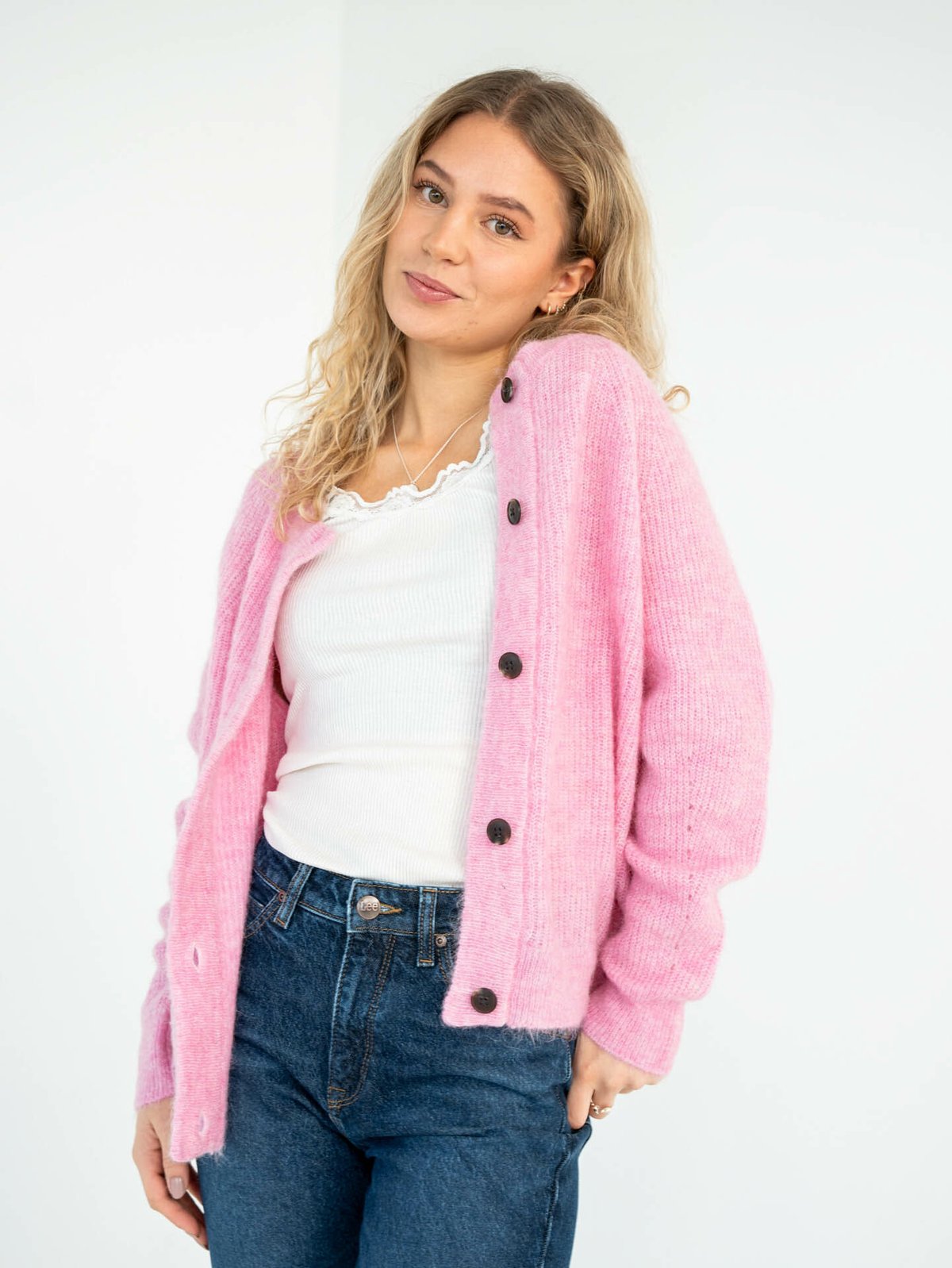 Selected Femme Lulu Long Sleeve Knit Short Cardigan Moonlite Mauve