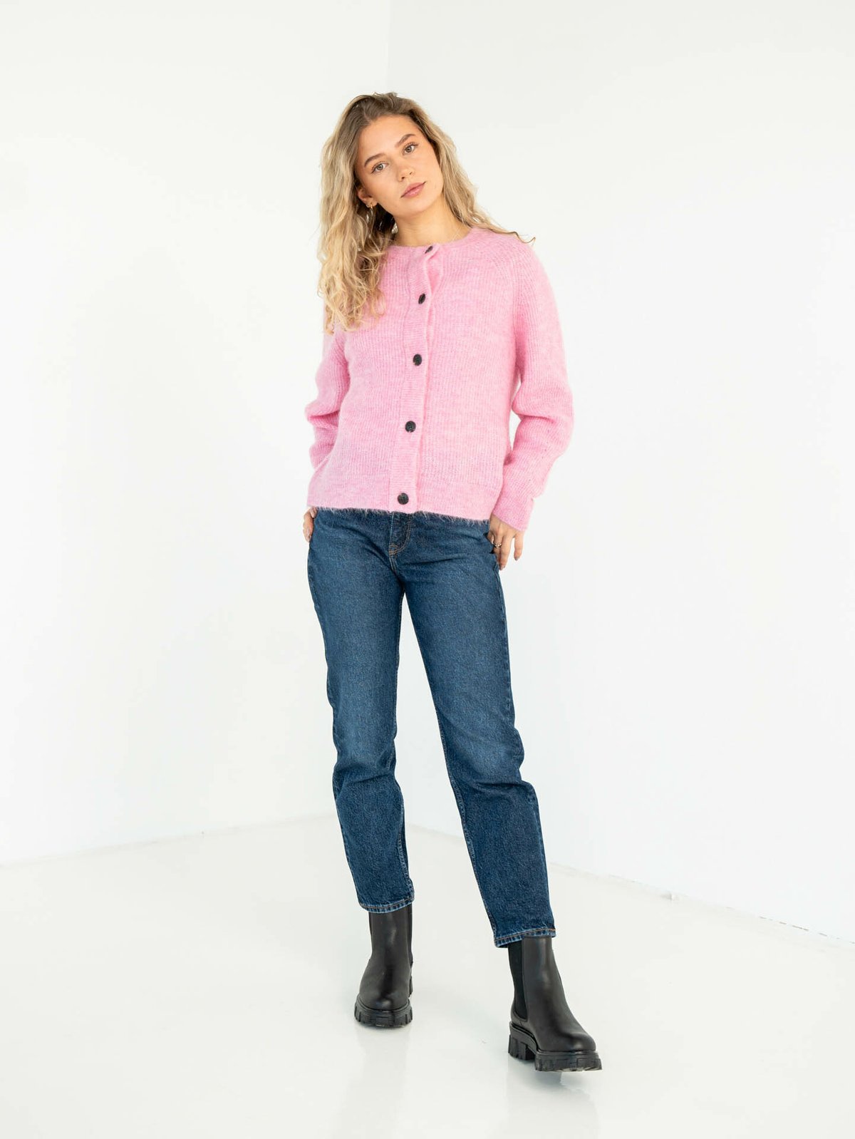 Selected Femme Lulu Long Sleeve Knit Short Cardigan Moonlite Mauve