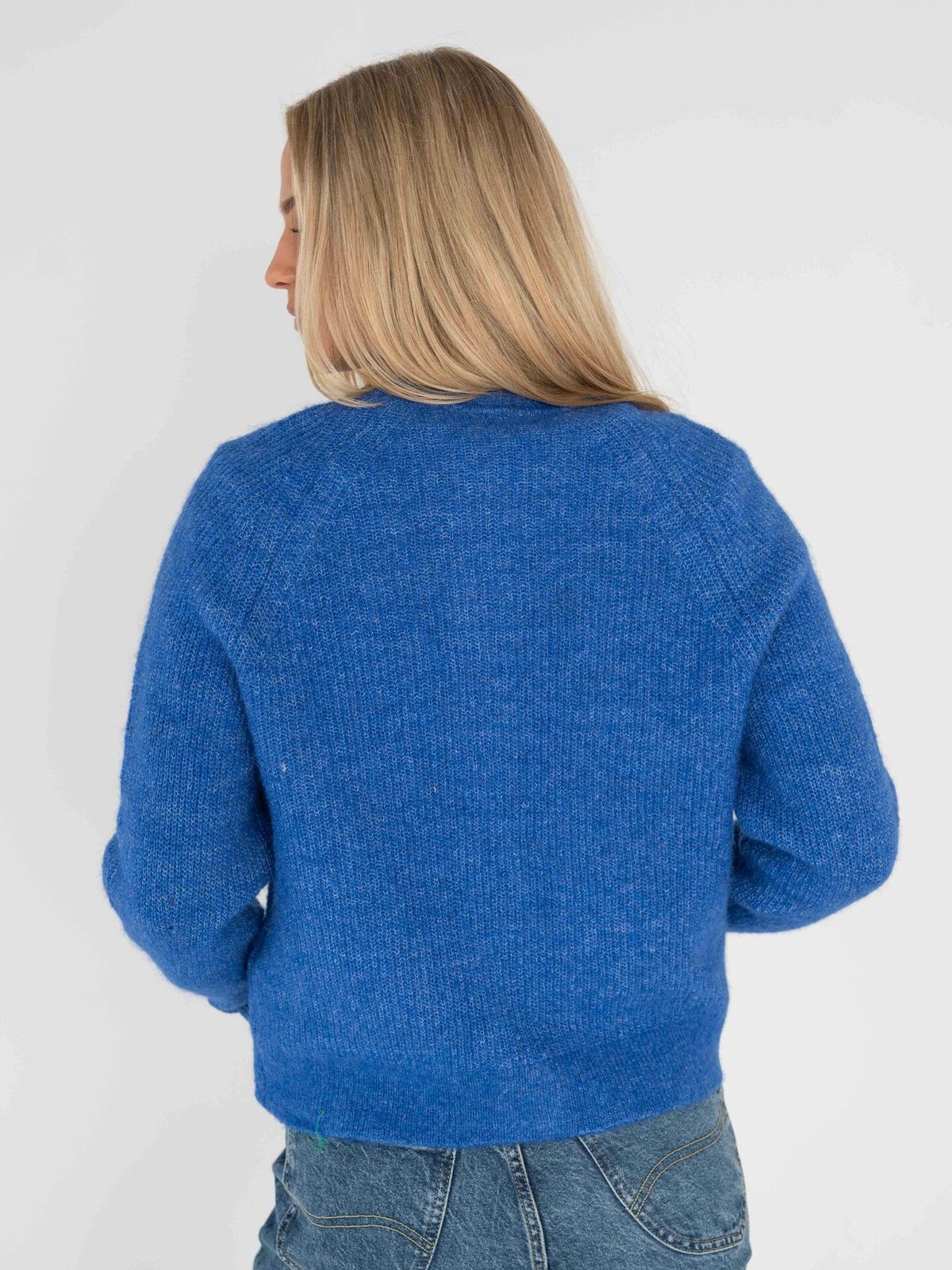 Selected Femme Lulu Long Sleeve Knit Short Cardigan Nebulas Blue