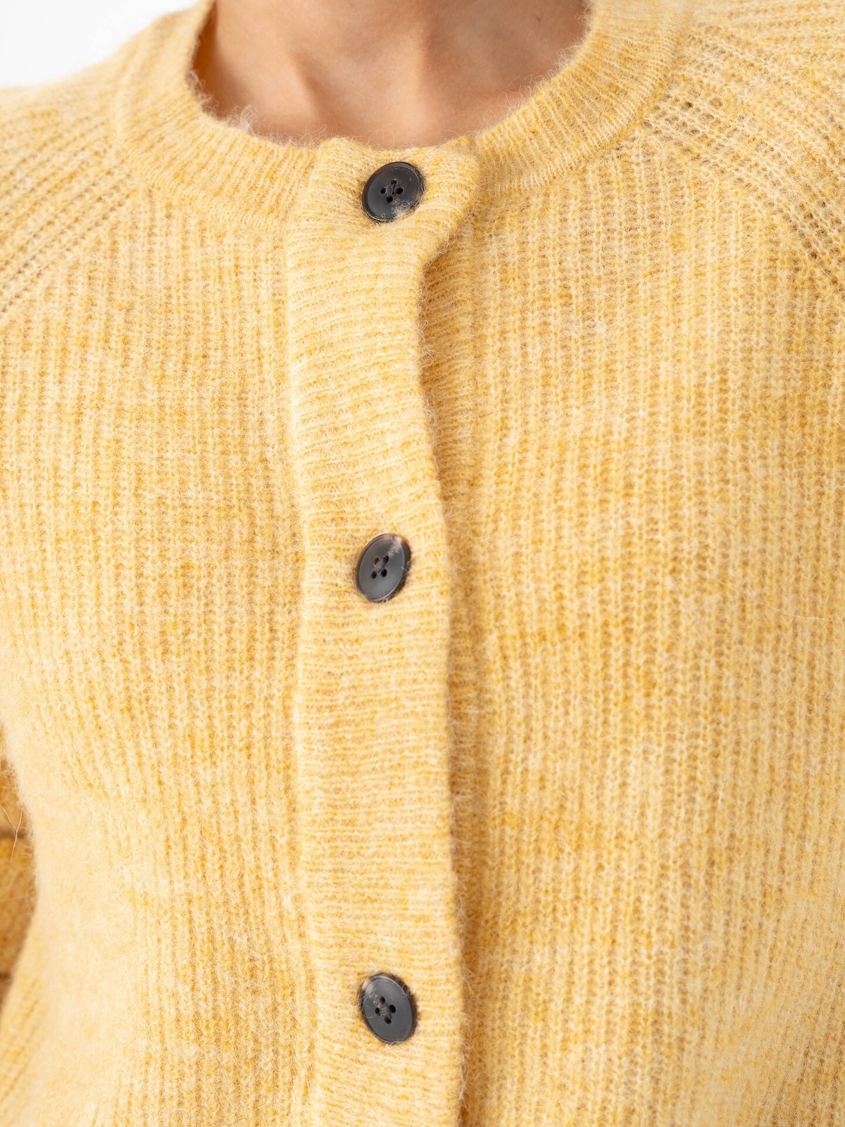 Selected Femme Lulu Long Sleeve Knit Short Cardigan Ochre Melange