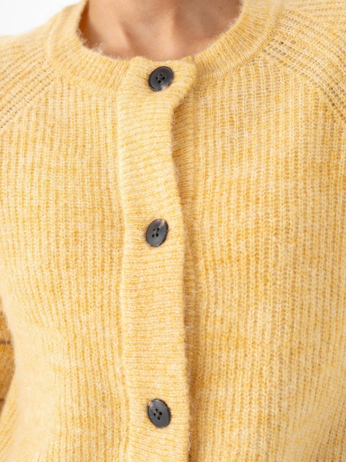 Selected Femme Lulu Long Sleeve Knit Short Cardigan Ochre Melange