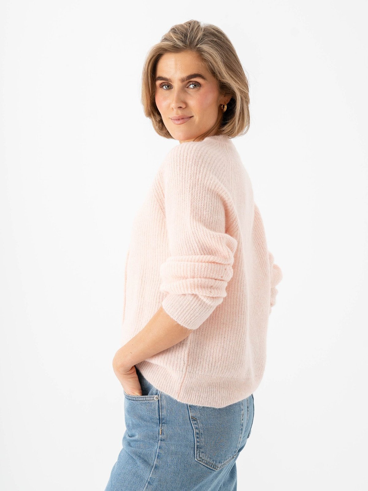 Selected Femme Lulu Long Sleeve Knit Short Cardigan Pale Dogwood Melange