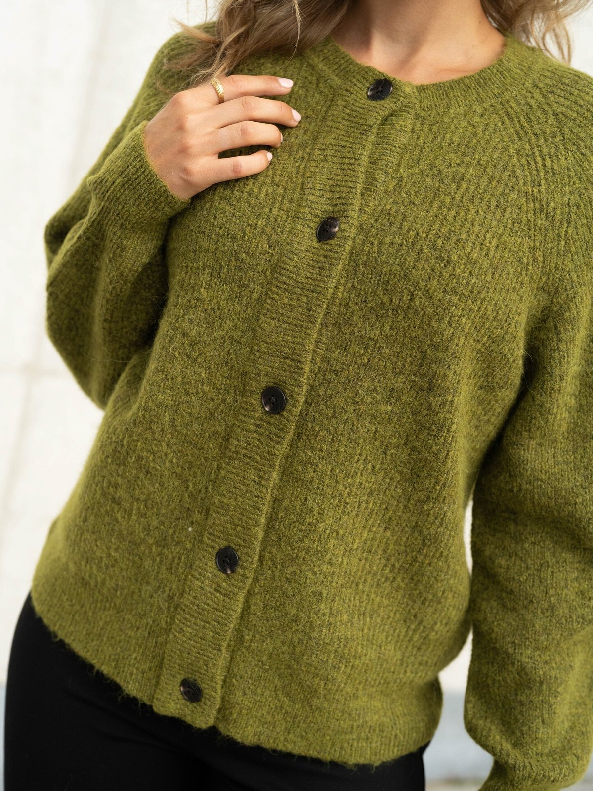 Selected Femme Lulu Long Sleeve Knit Short Cardigan Cardamom Seed Melange