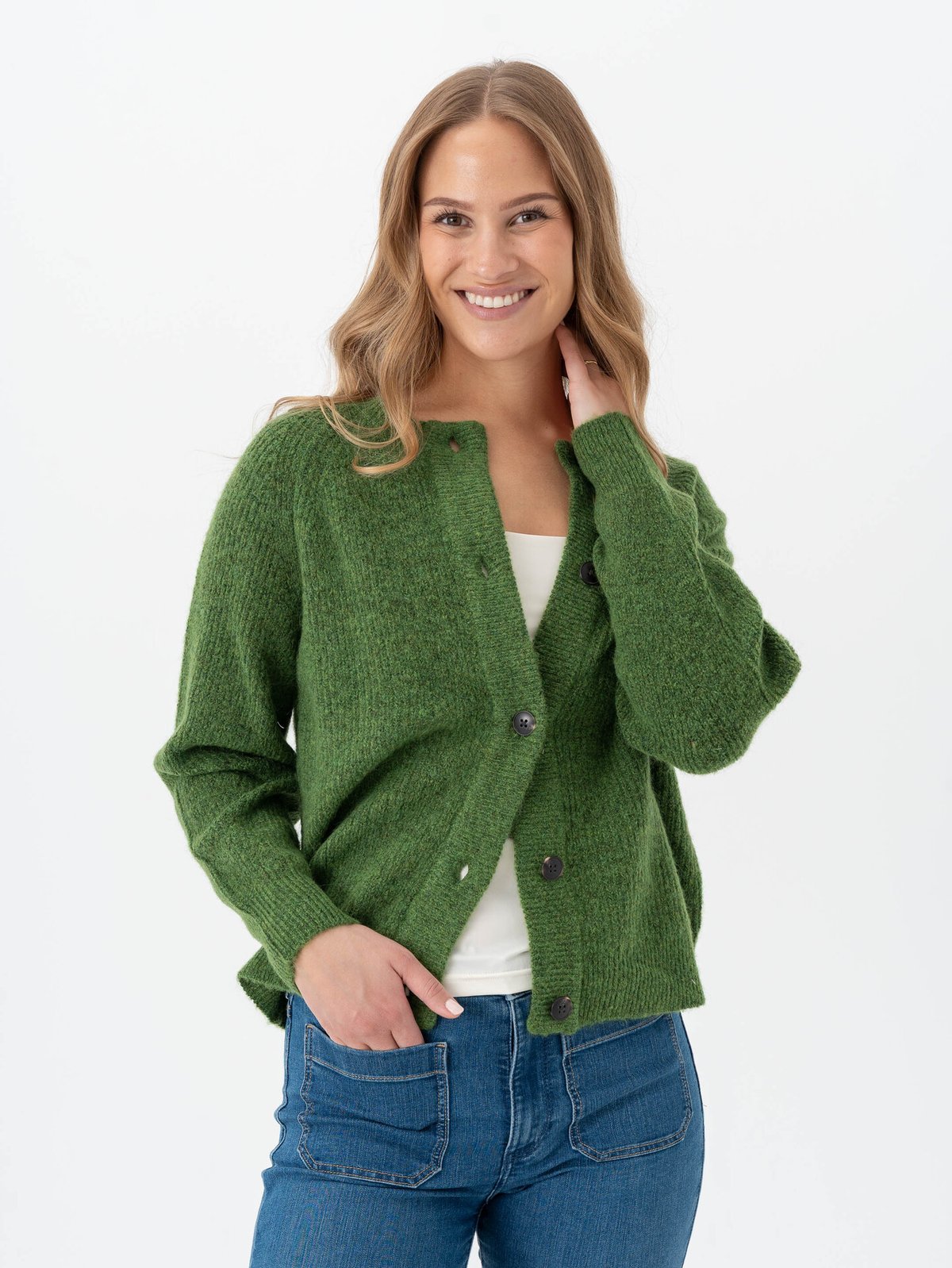 Selected Femme Lulu Long Sleeve Knit Short Cardigan Spindle Tree