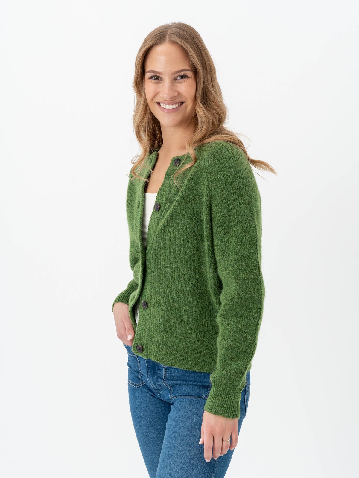 Selected Femme Lulu Long Sleeve Knit Short Cardigan Spindle Tree