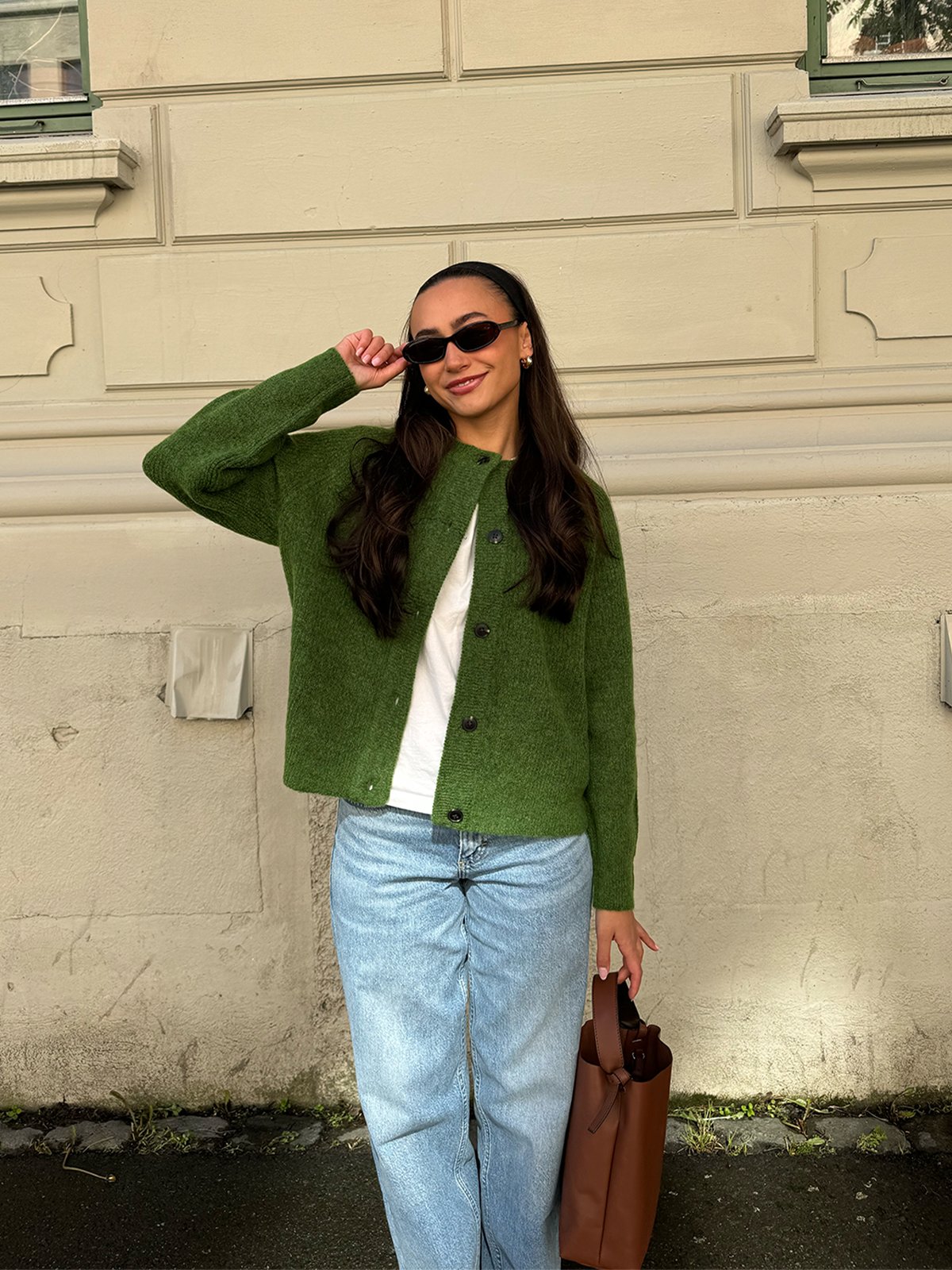 Selected Femme Lulu Long Sleeve Knit Short Cardigan Spindle Tree