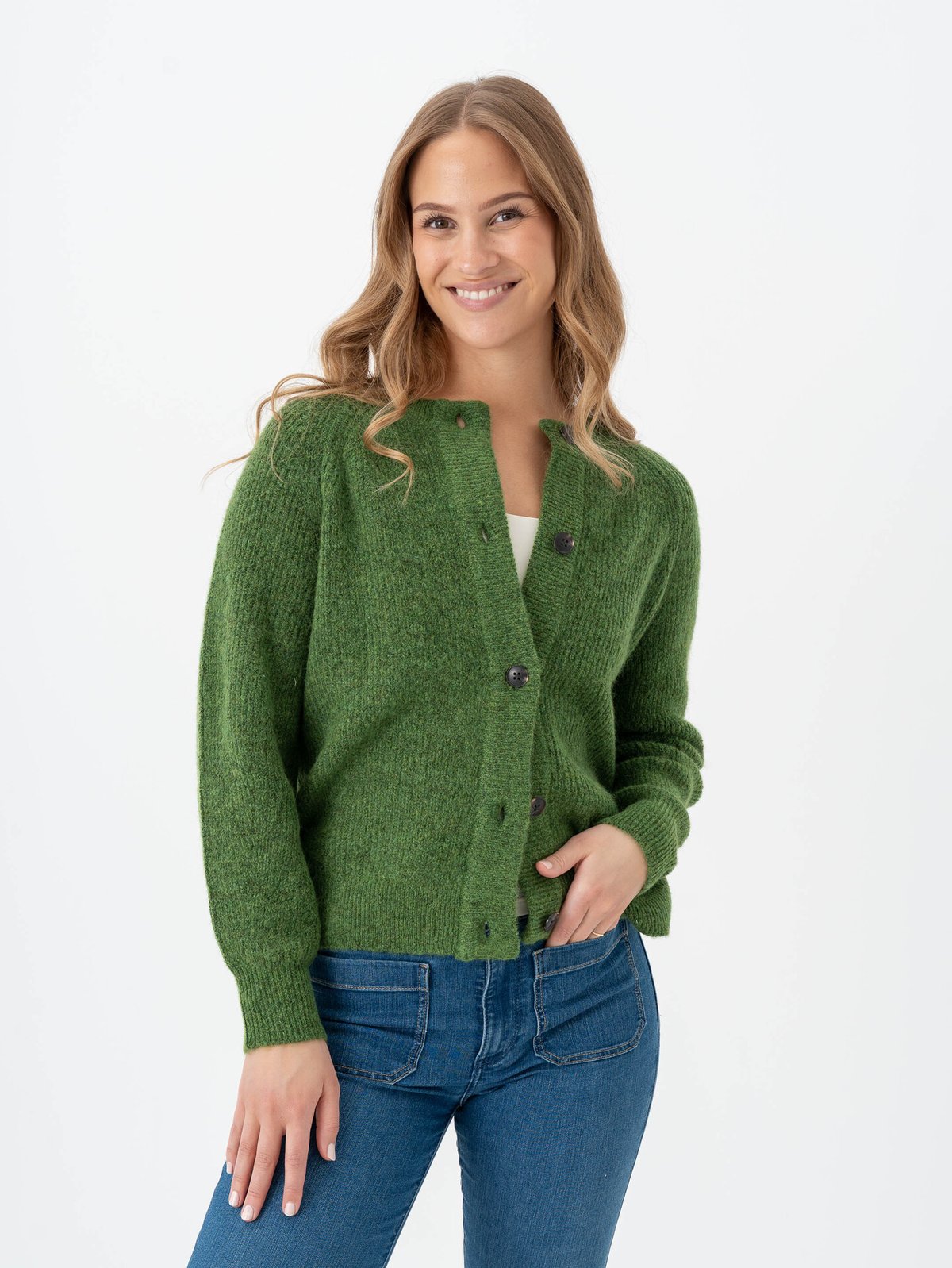 Selected Femme Lulu Long Sleeve Knit Short Cardigan Spindle Tree
