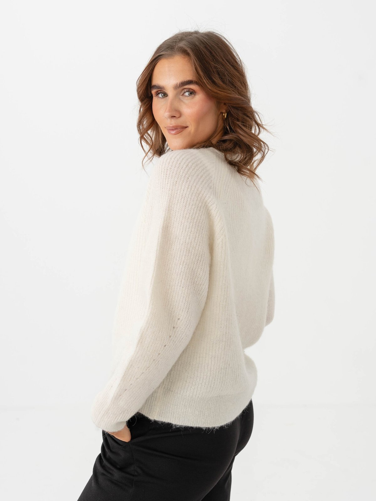 Selected Femme Lulu Long Sleeve Knit Short Cardigan Snow White Melange