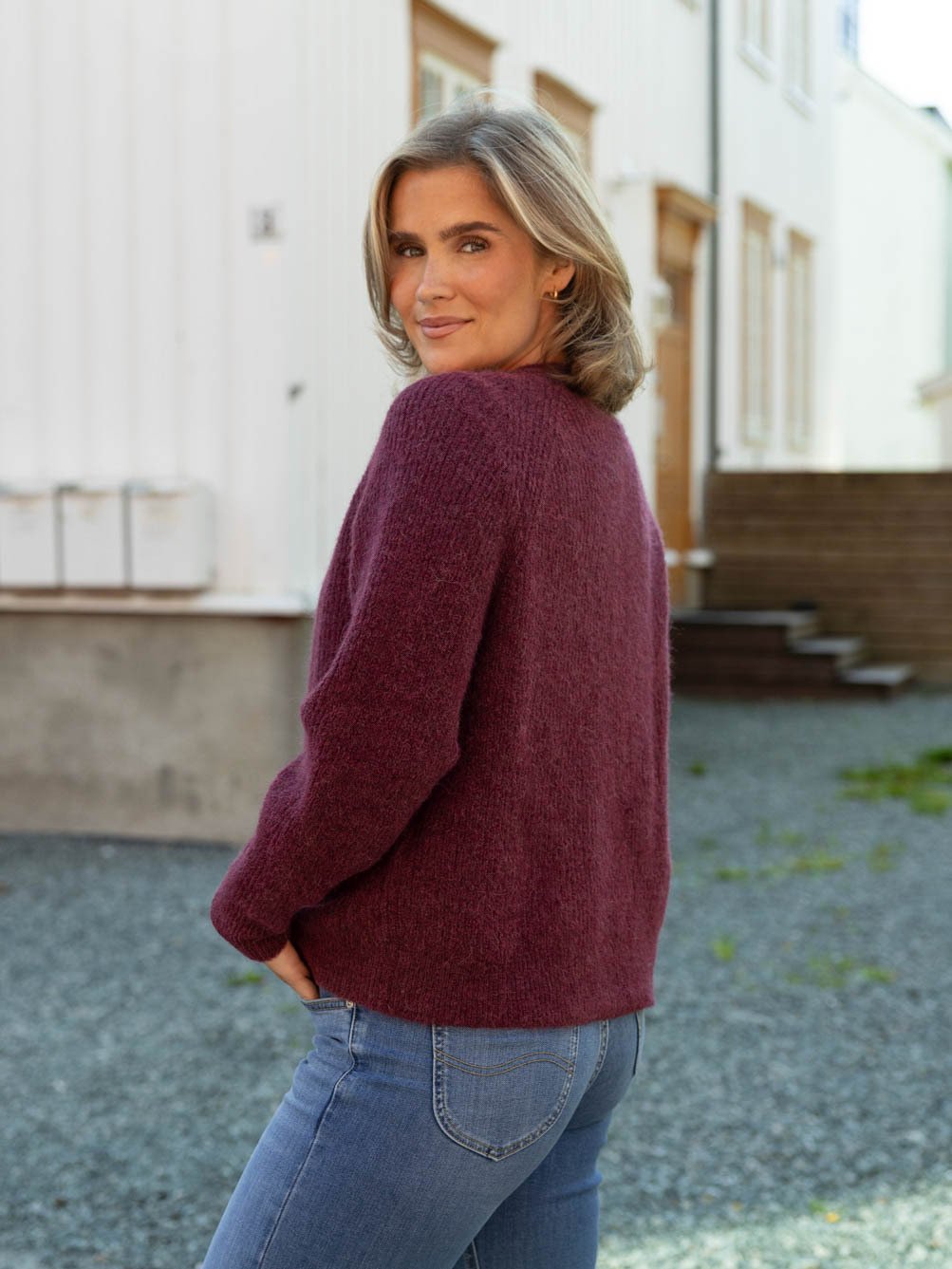 Selected Femme Lulu Long Sleeve Knit Short Cardigan Tawny Port