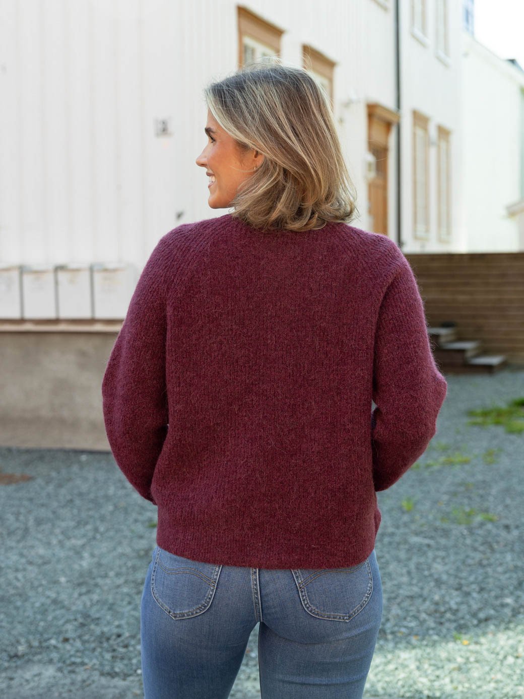 Selected Femme Lulu Long Sleeve Knit Short Cardigan Tawny Port