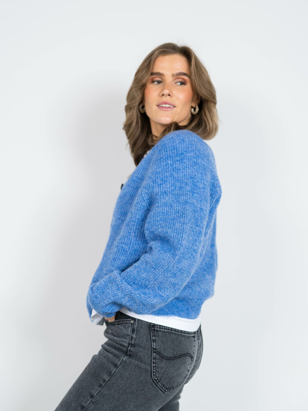 Selected Femme Lulu Long Sleeve Knit Short Cardigan Ultramarine