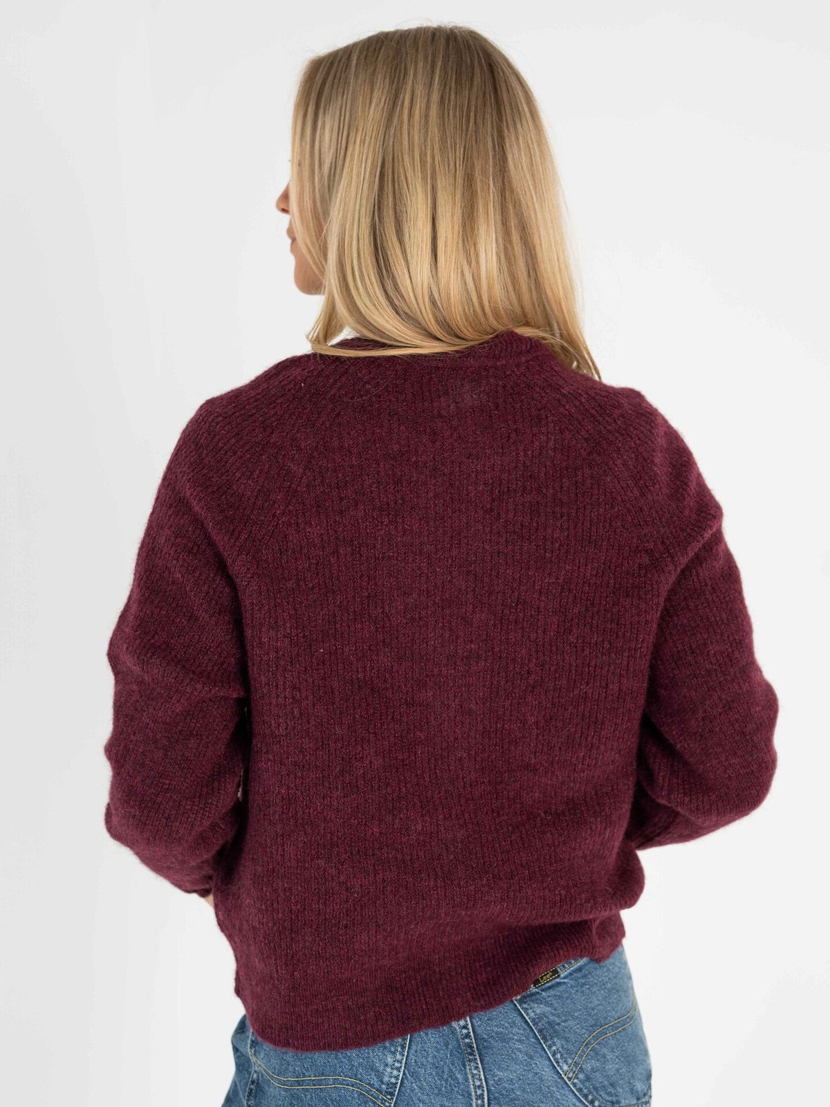 Selected Femme Lulu Long Sleeve Knit Short Cardigan Windsor wine