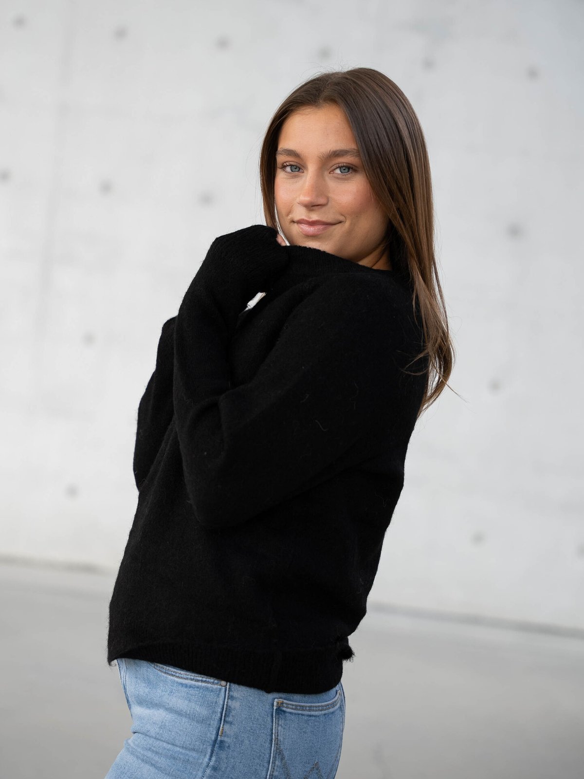 Selected Femme Lulu Long Sleeve Knit O-Neck Black