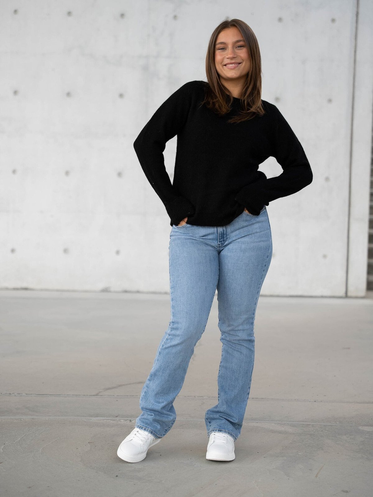 Selected Femme Lulu Long Sleeve Knit O-Neck Black