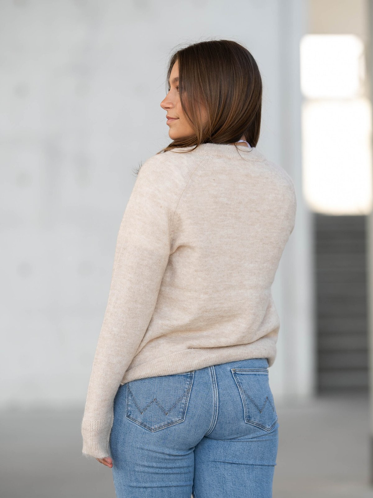 Selected Femme Lulu Long Sleeve Knit O-Neck Birch Melange