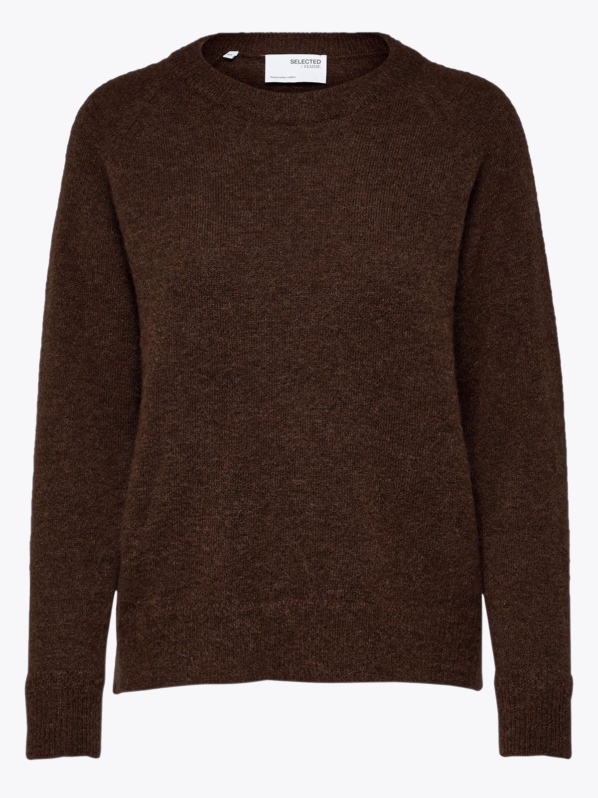 Selected Femme Lulu Long Sleeve Knit O-Neck Java